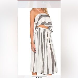 NWT FREE PEOPLE Lily Stripe Set in Ivory & Black Combo